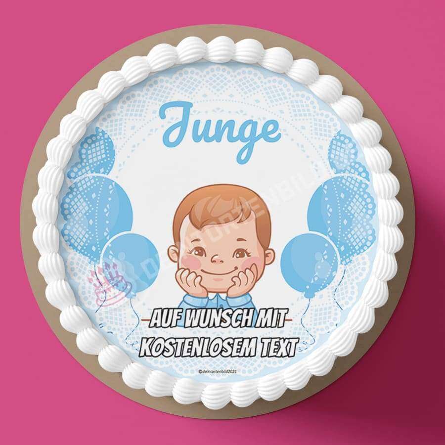 Motiv: Babyparty - Junge - Hochwertige und individuelle Tortenaufleger für jeden Anlass
Tortenaufleger Babyparty - Junge 20cm Kreis
Dieser Tortenaufleger mit hellblauen Ballons, einen kleinen - Tortenbild - DeintortenbildBabyparty - Junge