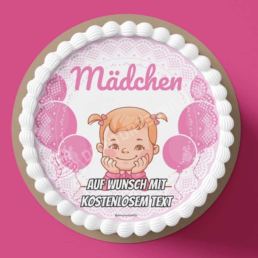 Motiv: Babyparty - Mädchen - Deintortenbild.de Tortenaufleger aus Esspapier: Oblatenpapier, Zuckerpapier, Fondantpapier